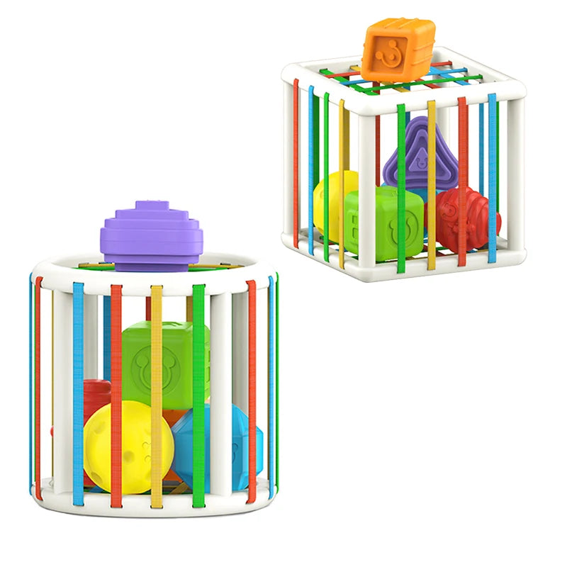 montessori-shape-sorting-cube-Montessori Educational Toy