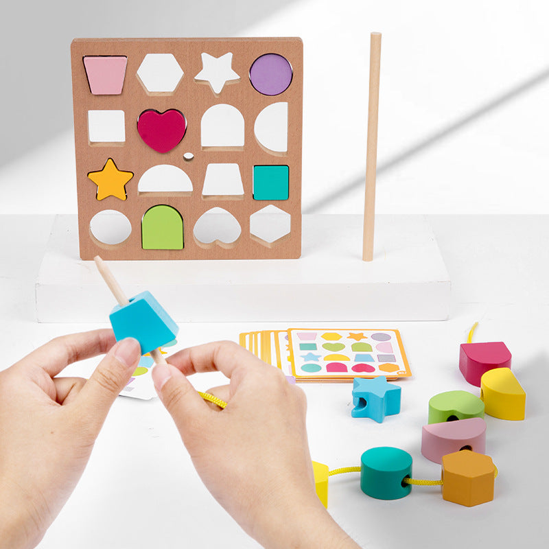 montessori-bead-threading-puzzle-Montessori Educational Toy