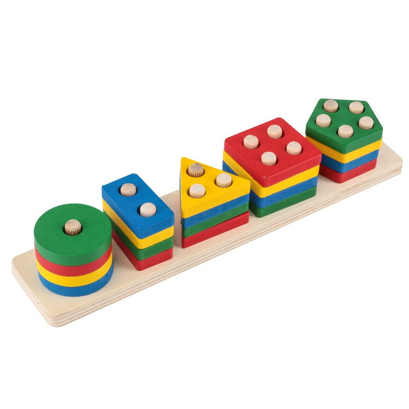 montessori-geometric-shape-matching-blocks-Montessori Educational Toy