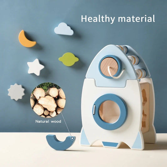 montessori-wooden-rocket-5-in-1-toy-Montessori Educational Toy