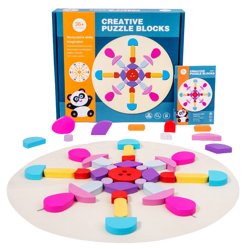 montessori-wooden-creative-puzzle-blocks-Montessori Educational Toy