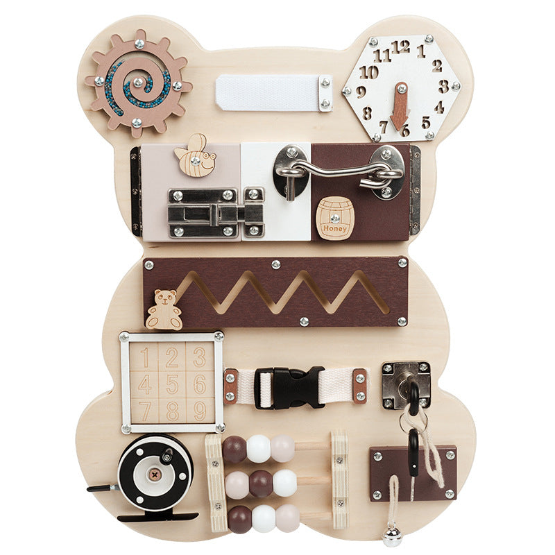 montessori-bear-busy-board-Montessori Educational Toy