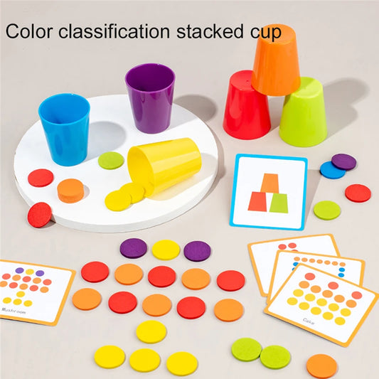 montessori-color-sorting-cups-Montessori Educational Toy