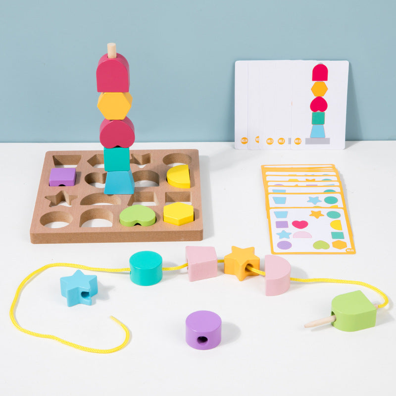 montessori-bead-threading-puzzle-Montessori Educational Toy