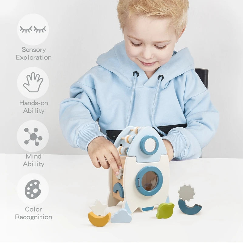 montessori-wooden-rocket-5-in-1-toy-Montessori Educational Toy