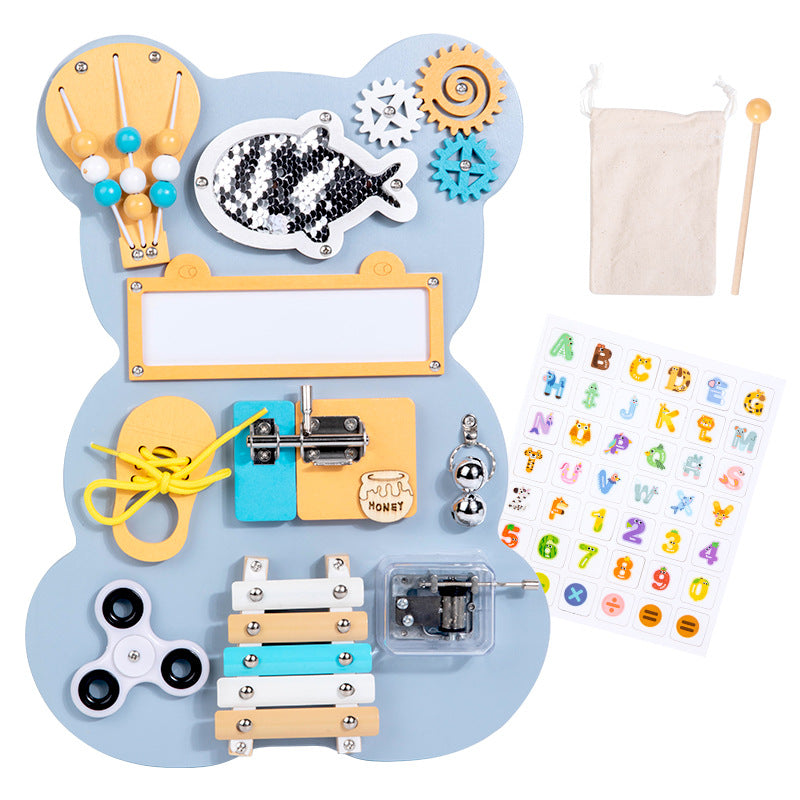 montessori-bear-busy-board-Montessori Educational Toy