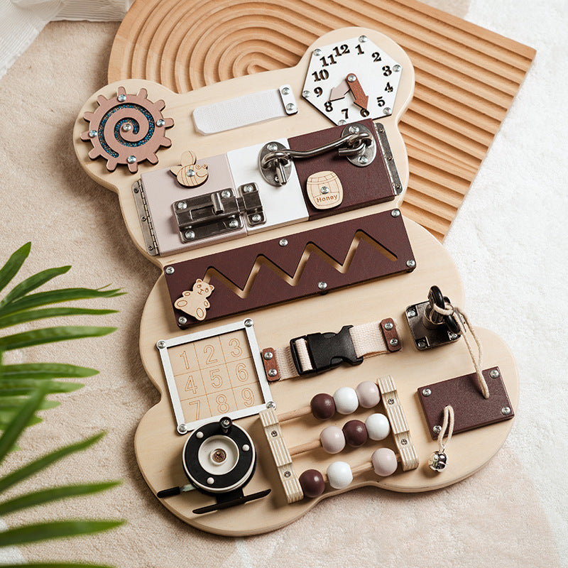 montessori-bear-busy-board-Montessori Educational Toy
