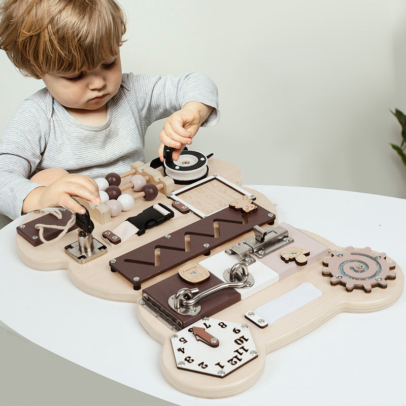 montessori-bear-busy-board-Montessori Educational Toy