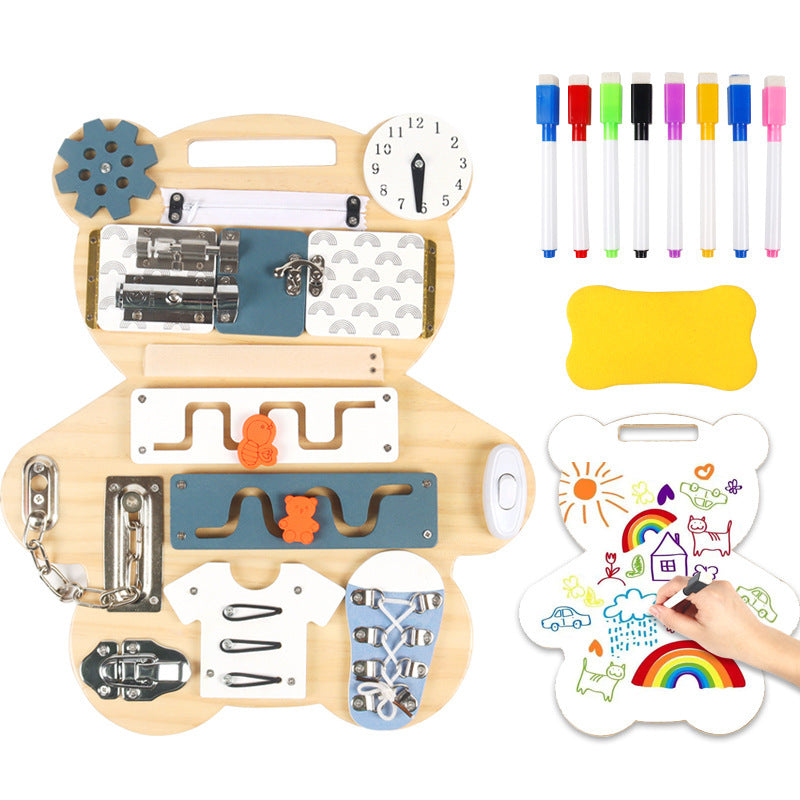 montessori-bear-busy-board-Montessori Educational Toy
