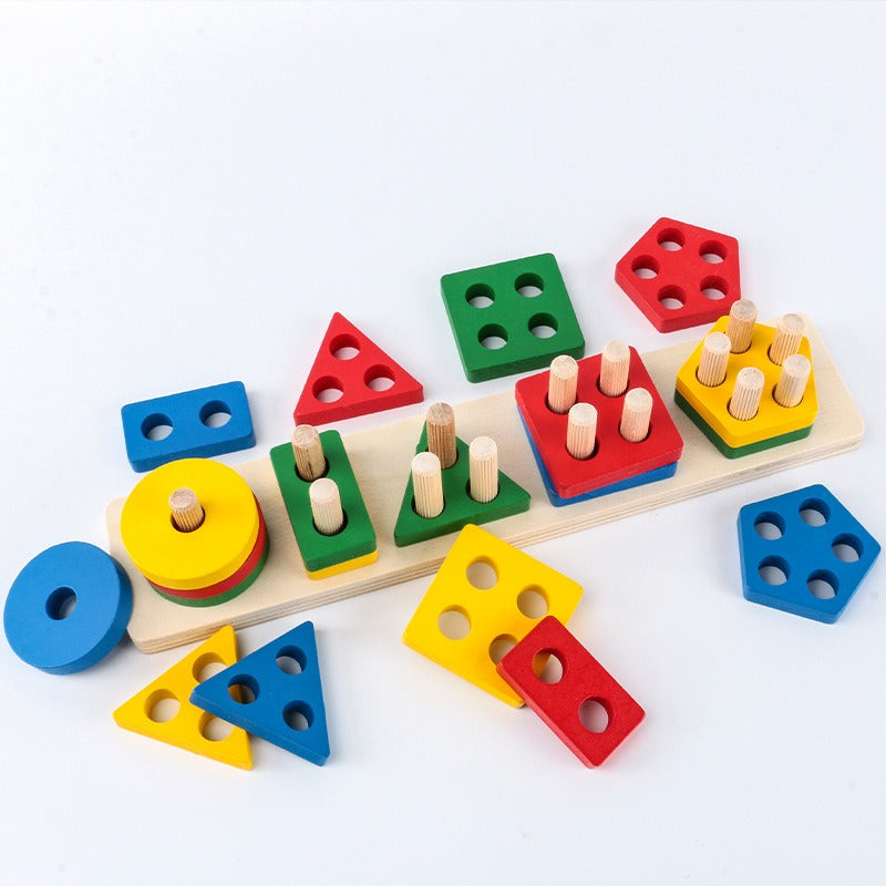 montessori-geometric-shape-matching-blocks-Montessori Educational Toy