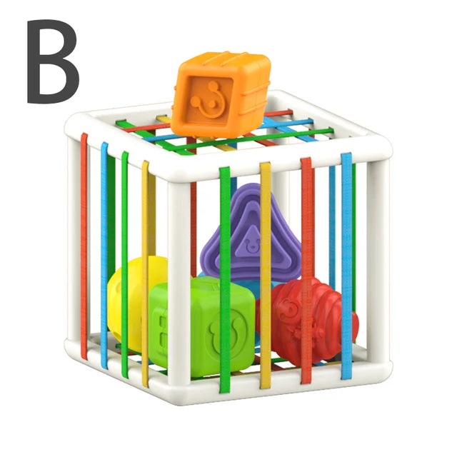 montessori-shape-sorting-cube-Montessori Educational Toy