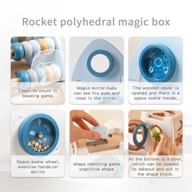 montessori-wooden-rocket-5-in-1-toy-Montessori Educational Toy