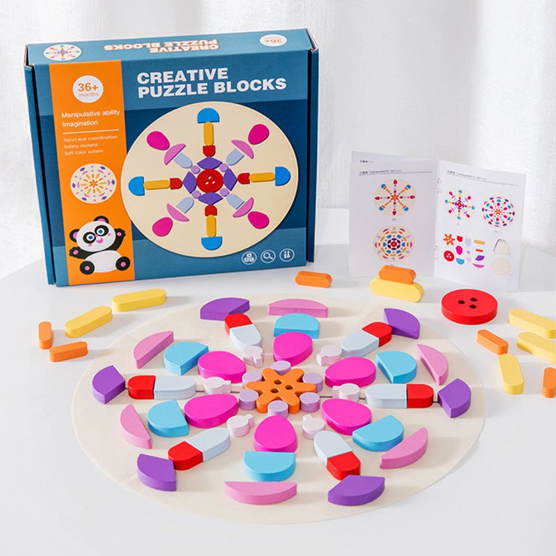 montessori-wooden-creative-puzzle-blocks-Montessori Educational Toy