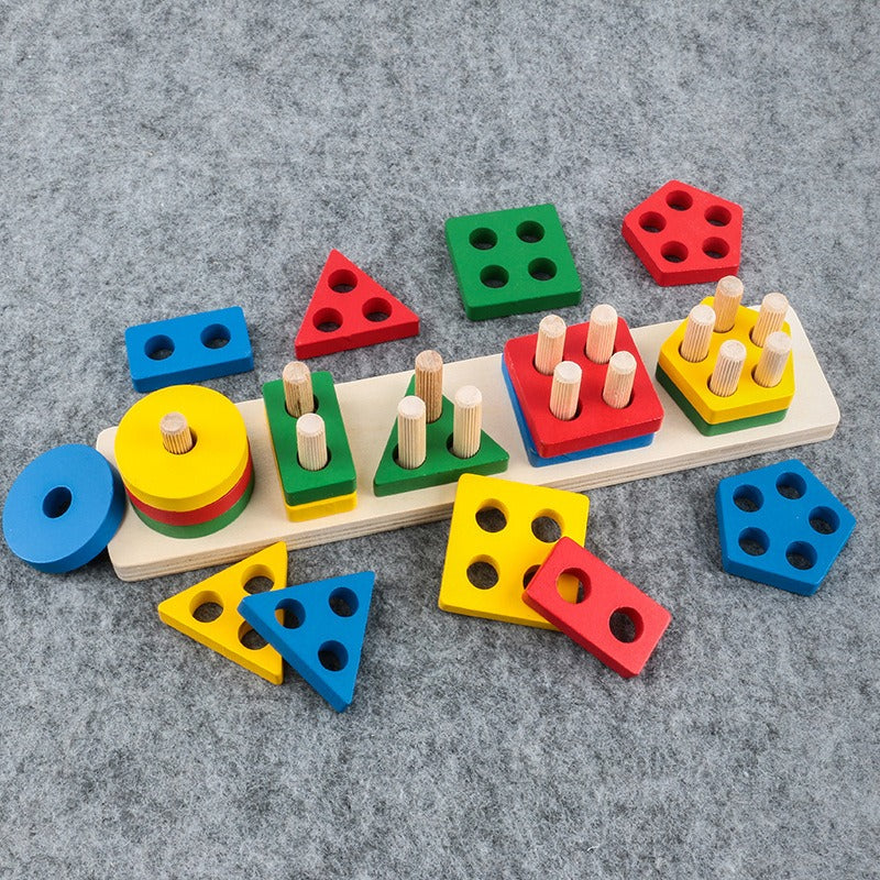 montessori-geometric-shape-matching-blocks-Montessori Educational Toy
