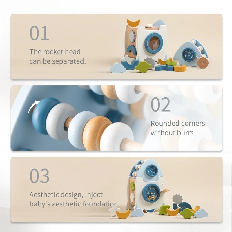 montessori-wooden-rocket-5-in-1-toy-Montessori Educational Toy