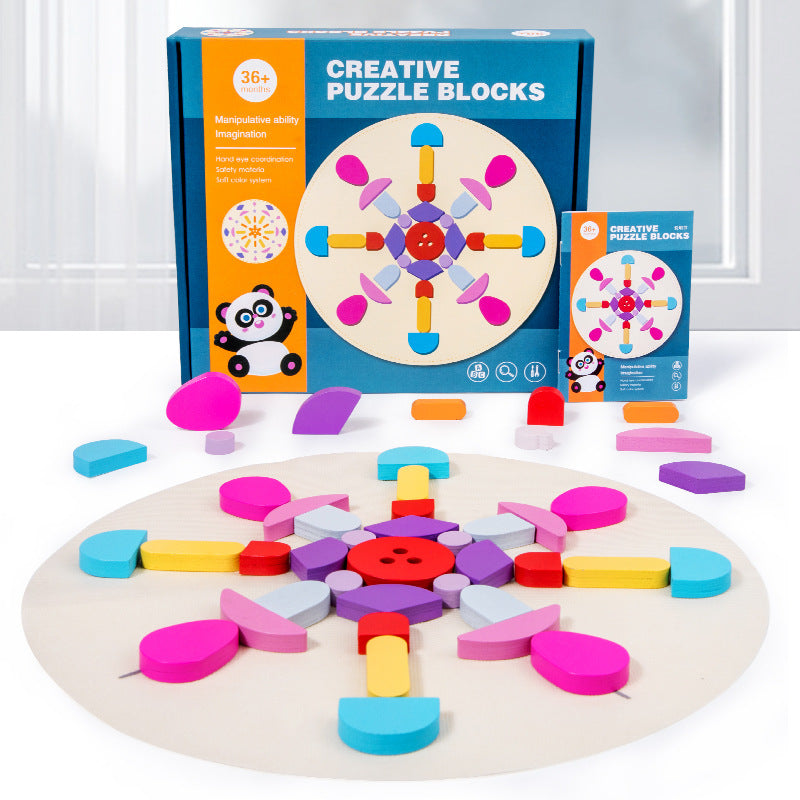montessori-wooden-creative-puzzle-blocks-Montessori Educational Toy